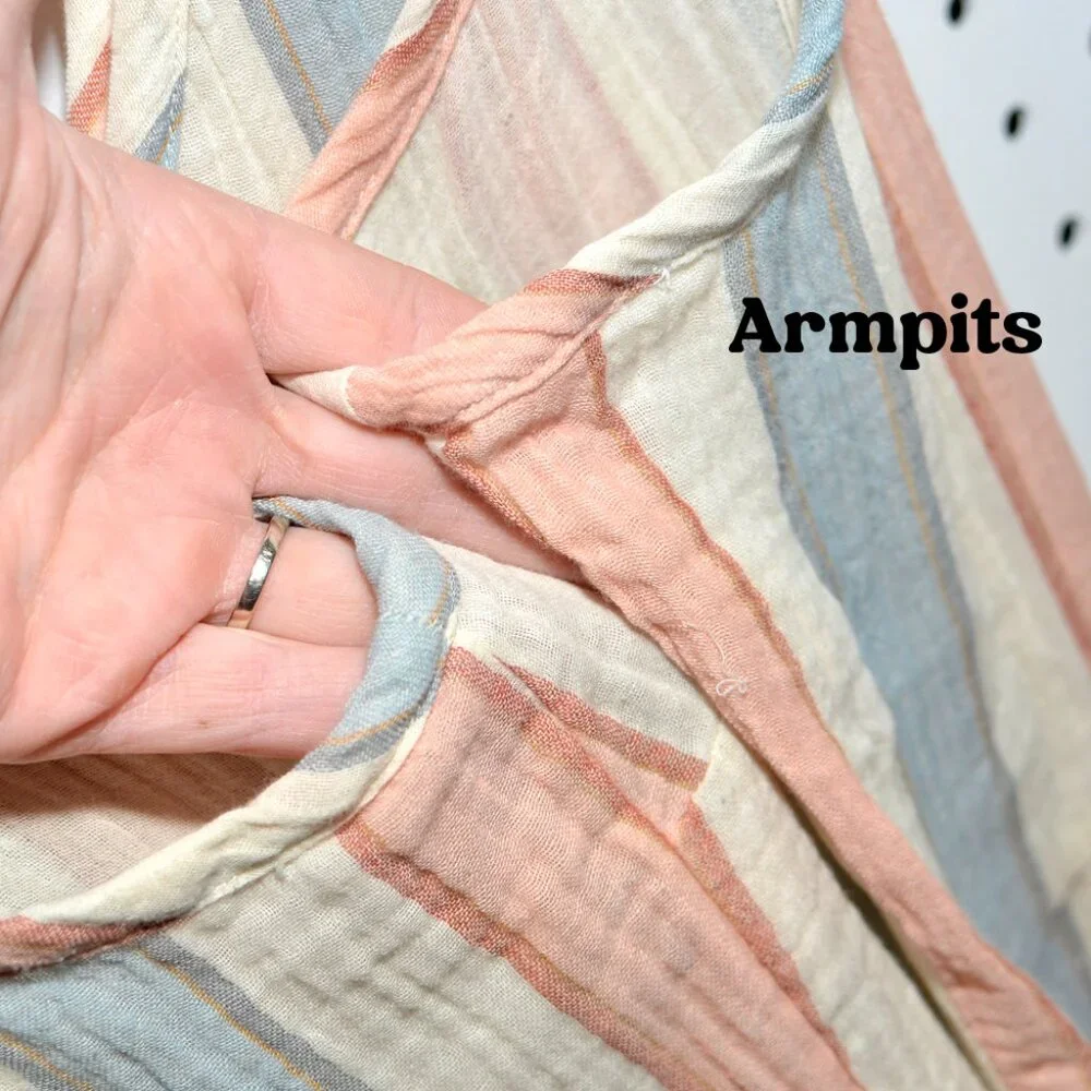 Wonderly XL Striped Peach / Blue Cotton Tiered Sleeveless Maxi Summer Sun Dress - Picture 5 of 10